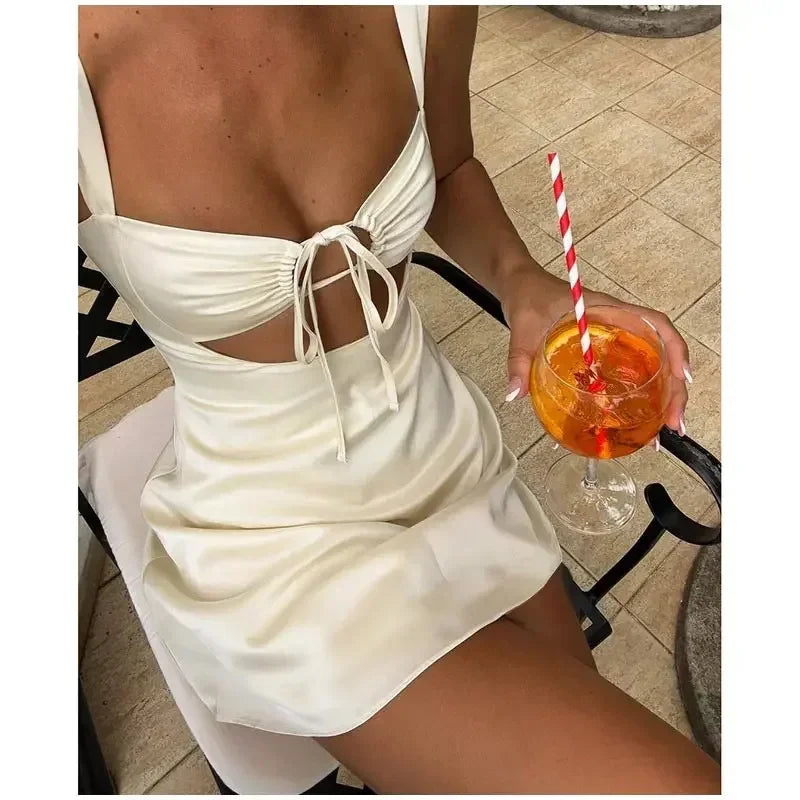 Satin Backless Mini Dress