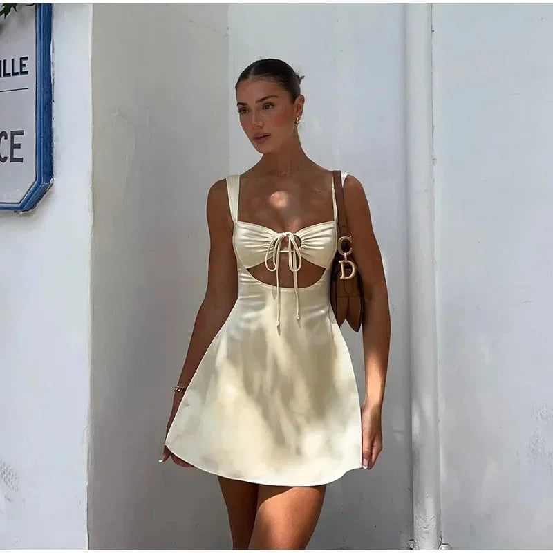 Satin Backless Mini Dress